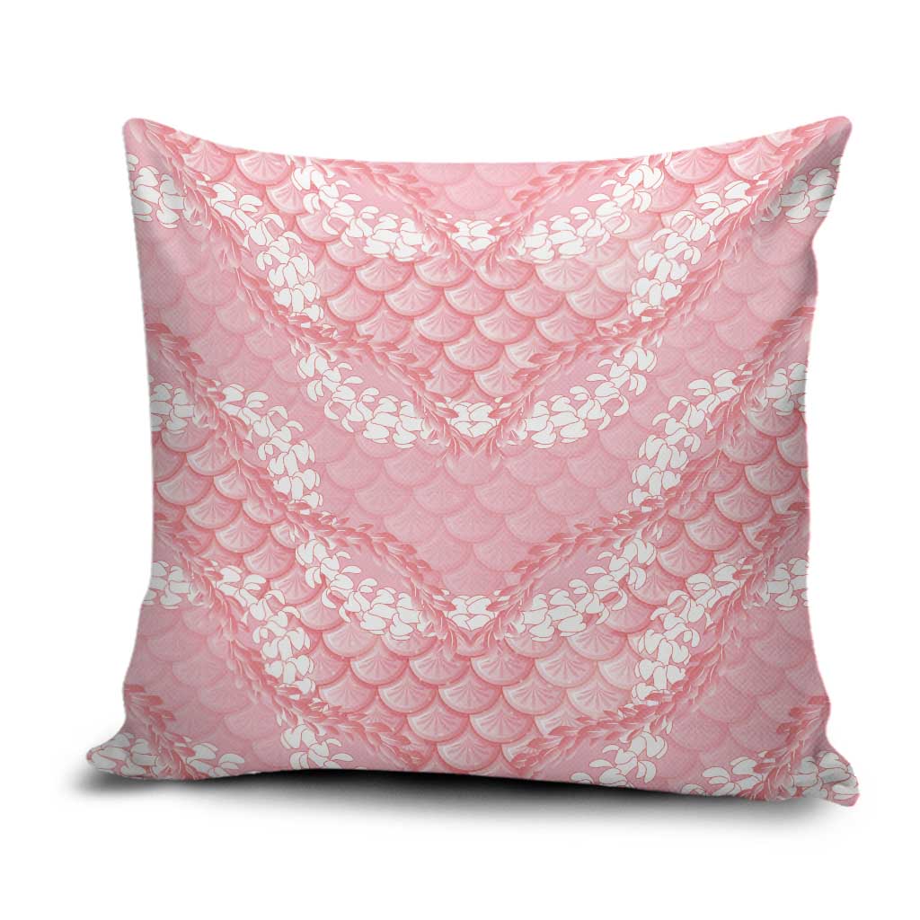 Soft Pink Mermaid Puakenikeni Maile Lei Pillow Cover