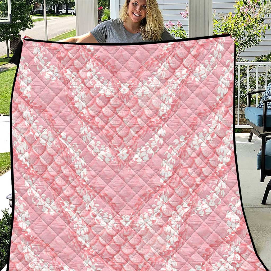 Soft Pink Mermaid Puakenikeni Maile Lei Quilt