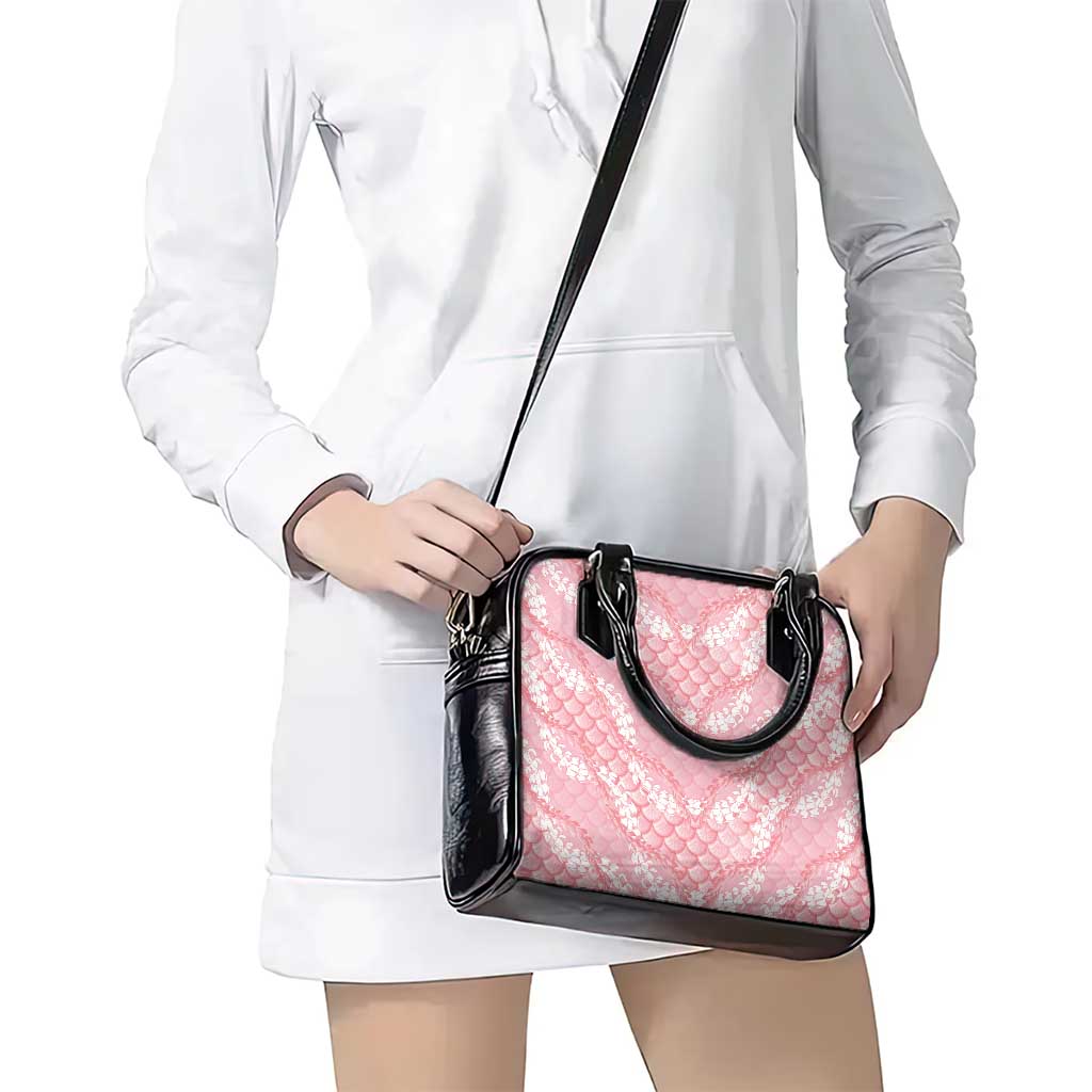 Soft Pink Mermaid Puakenikeni Maile Lei Shoulder Handbag