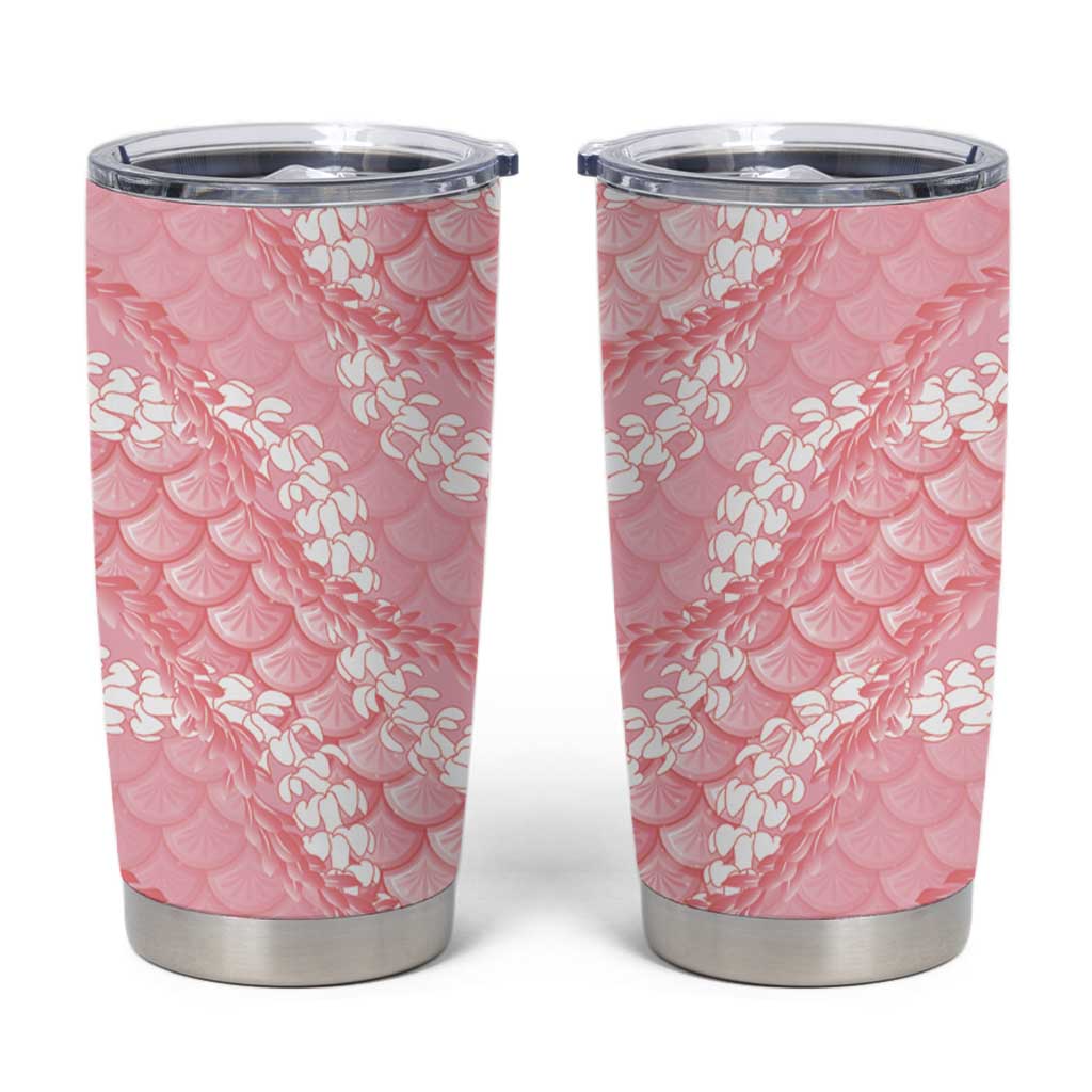 Soft Pink Mermaid Puakenikeni Maile Lei Tumbler Cup LT01 Pink - Polynesian Pride