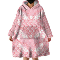 Soft Pink Mermaid Puakenikeni Maile Lei Wearable Blanket Hoodie