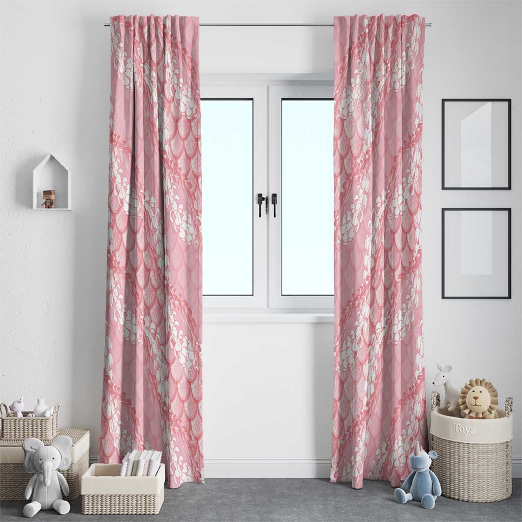 Soft Pink Mermaid Puakenikeni Maile Lei Window Curtain