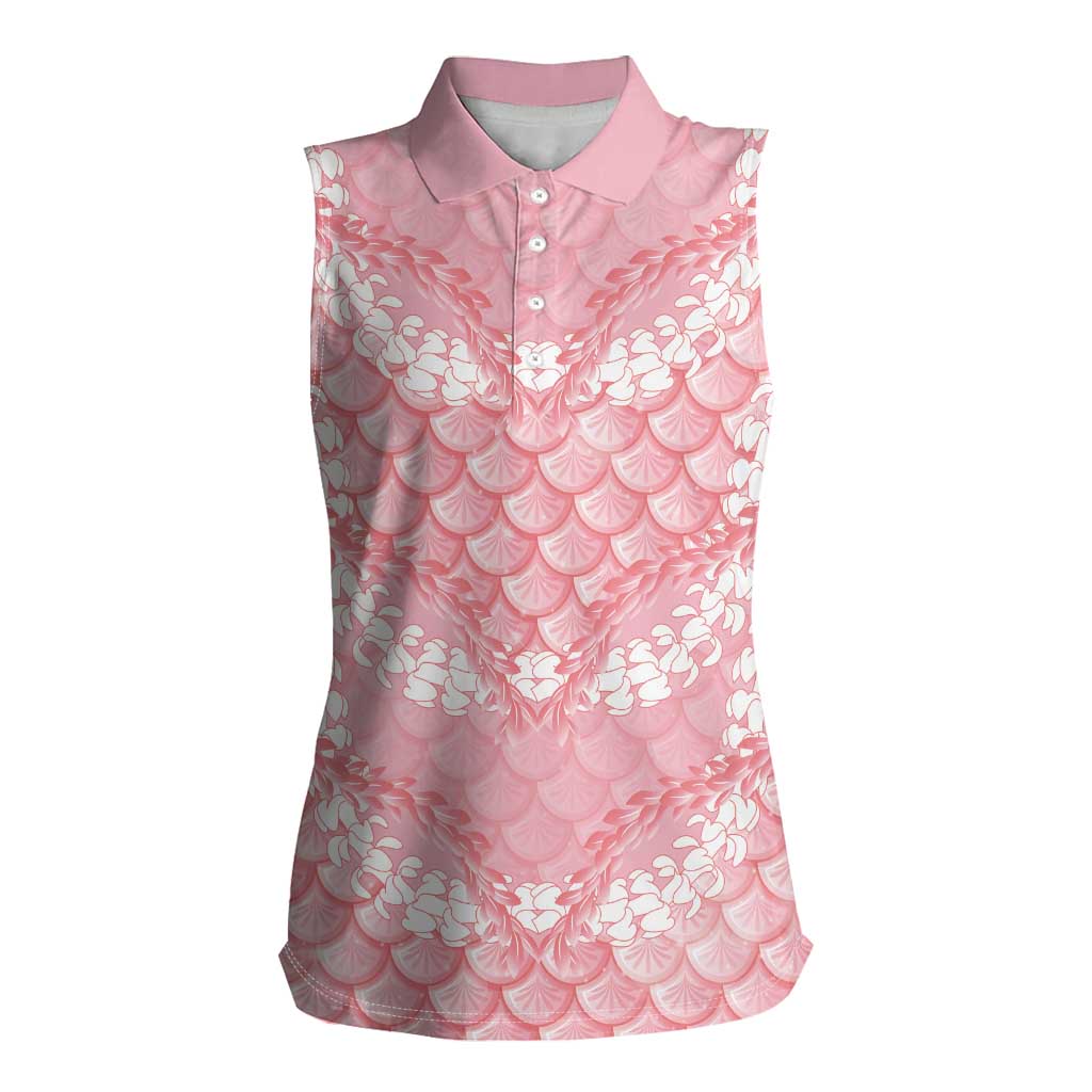 Soft Pink Mermaid Puakenikeni Maile Lei Women Sleeveless Polo Shirt
