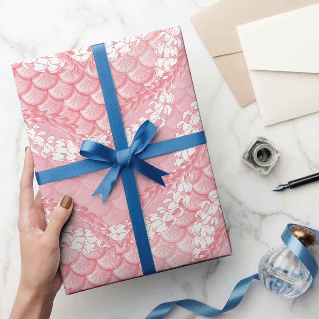 Soft Pink Mermaid Puakenikeni Maile Lei Wrapping Paper