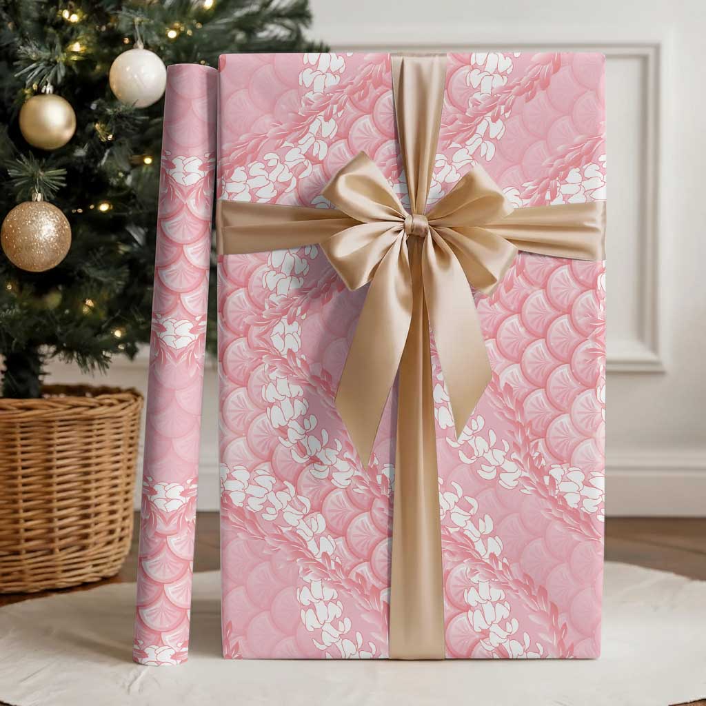 Soft Pink Mermaid Puakenikeni Maile Lei Wrapping Paper