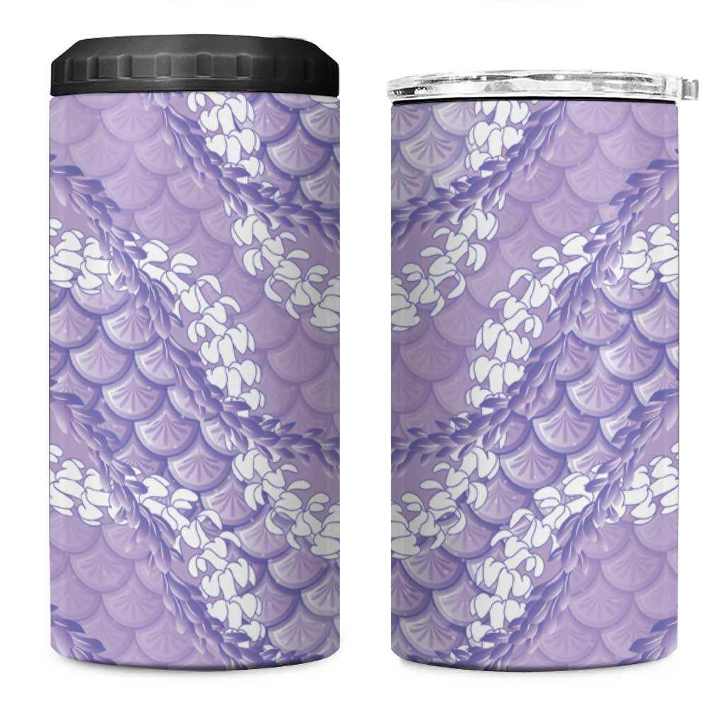 Lilac Mermaid Puakenikeni Maile Lei 4 in 1 Can Cooler Tumbler LT01 One Size: 16 oz Purple - Polynesian Pride