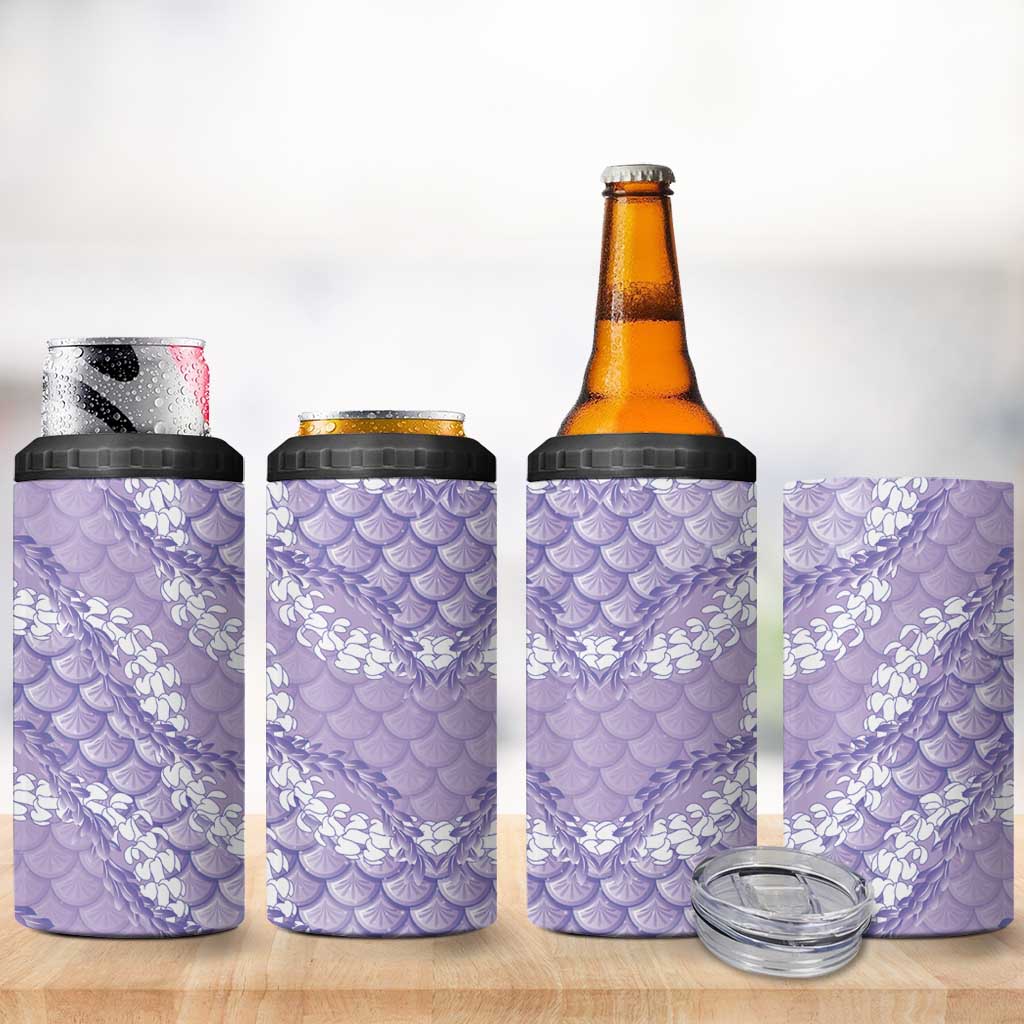 Lilac Mermaid Puakenikeni Maile Lei 4 in 1 Can Cooler Tumbler LT01 - Polynesian Pride