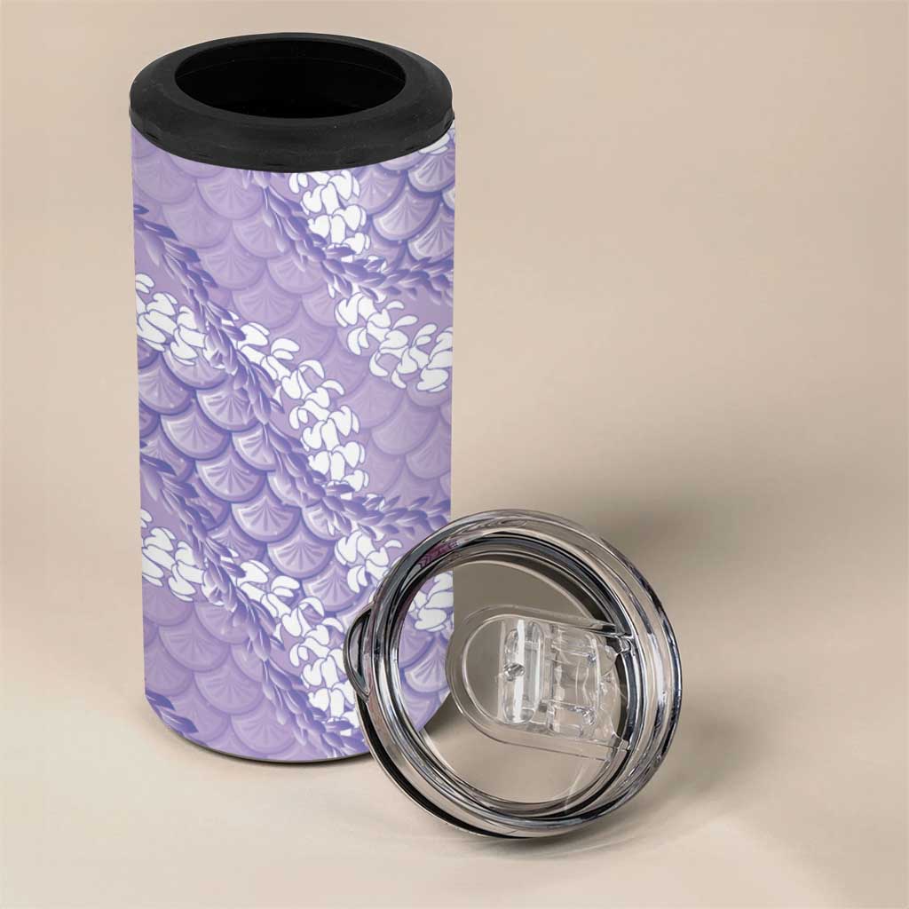 Lilac Mermaid Puakenikeni Maile Lei 4 in 1 Can Cooler Tumbler LT01 - Polynesian Pride