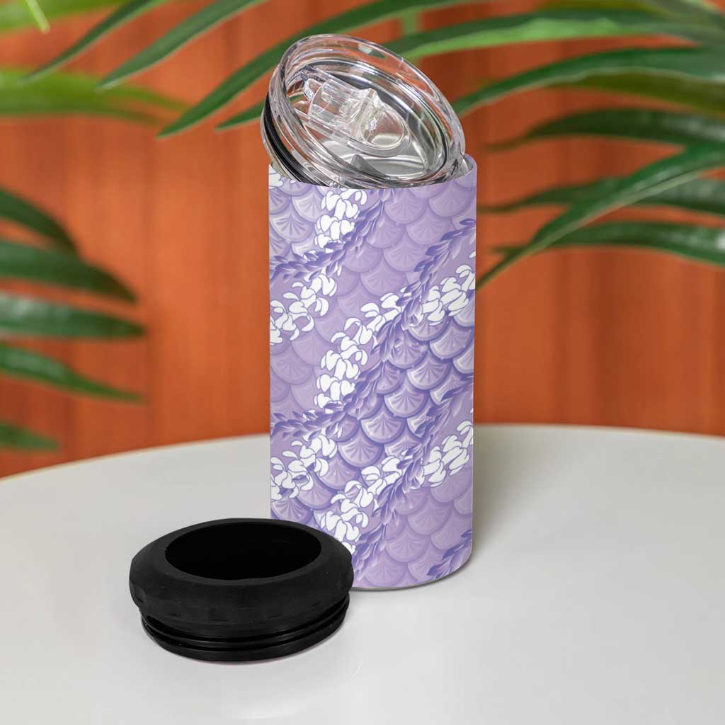 Lilac Mermaid Puakenikeni Maile Lei 4 in 1 Can Cooler Tumbler LT01 - Polynesian Pride