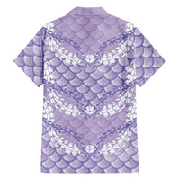 Lilac Mermaid Puakenikeni Maile Lei Family Matching Mermaid Dress and Hawaiian Shirt