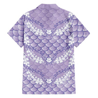Lilac Mermaid Puakenikeni Maile Lei Family Matching Off The Shoulder Long Sleeve Dress and Hawaiian Shirt