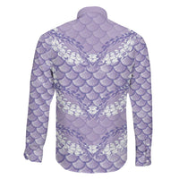 Lilac Mermaid Puakenikeni Maile Lei Family Matching Off The Shoulder Long Sleeve Dress and Hawaiian Shirt