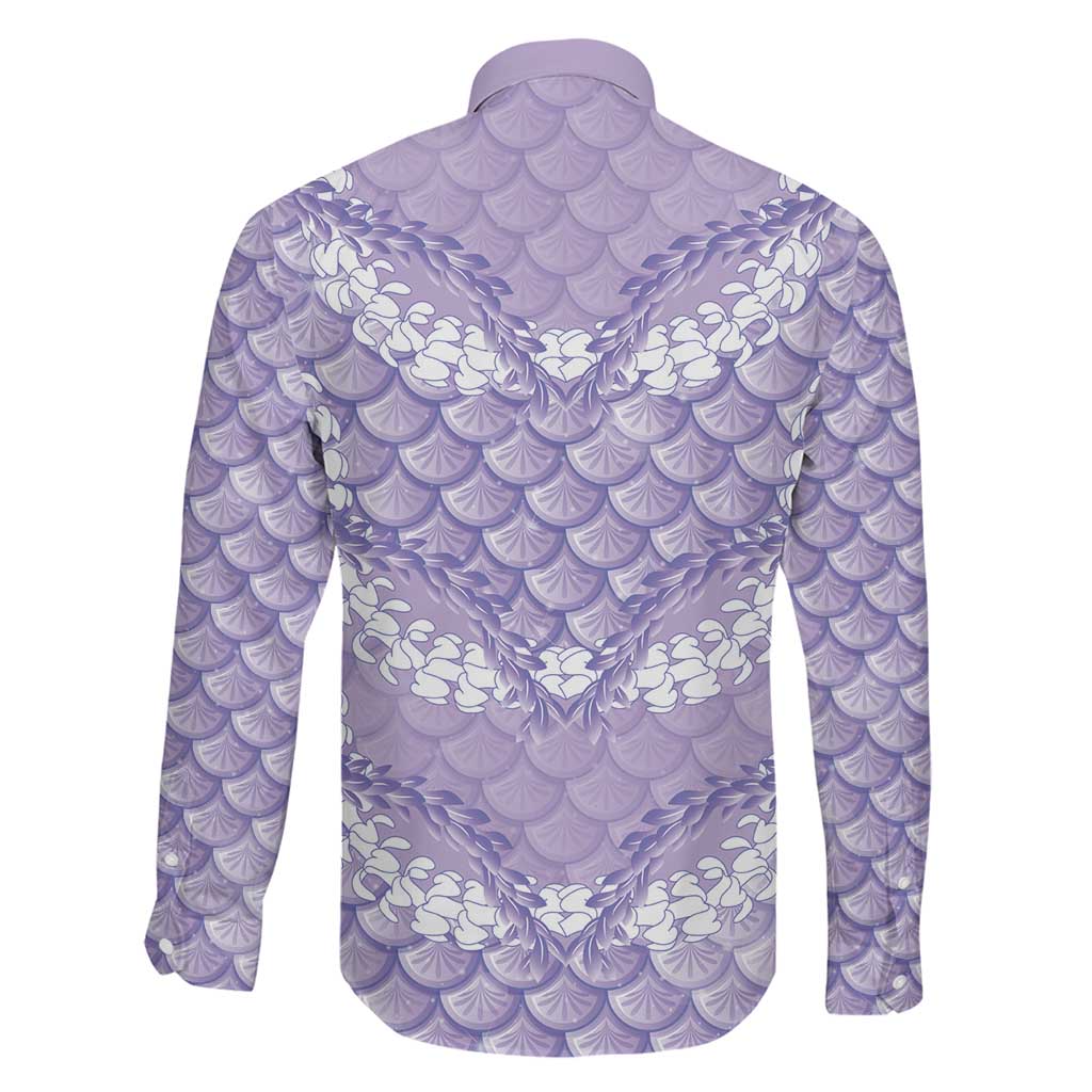 Lilac Mermaid Puakenikeni Maile Lei Family Matching Off Shoulder Maxi Dress and Hawaiian Shirt