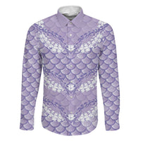 Lilac Mermaid Puakenikeni Maile Lei Family Matching Off Shoulder Short Dress and Hawaiian Shirt