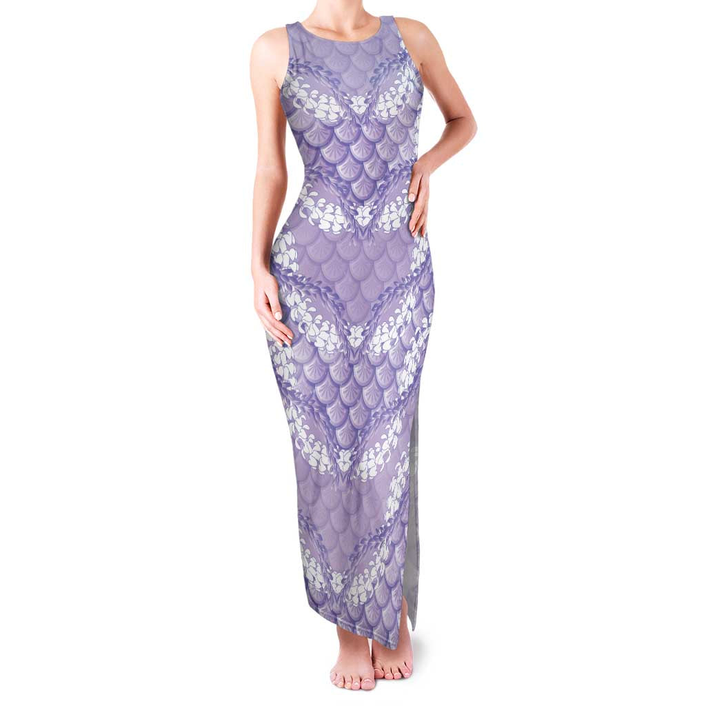 Lilac Mermaid Puakenikeni Maile Lei Family Matching Tank Maxi Dress and Hawaiian Shirt