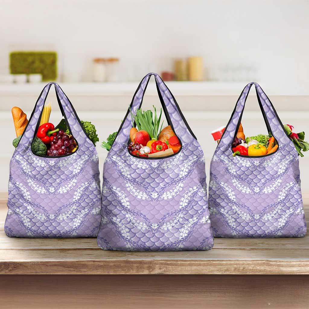 Lilac Mermaid Puakenikeni Maile Lei Grocery Bag