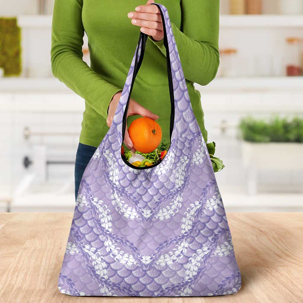 Lilac Mermaid Puakenikeni Maile Lei Grocery Bag