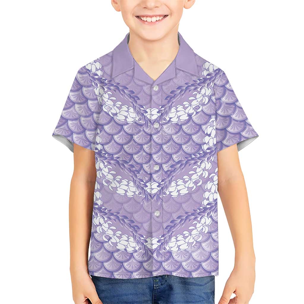 Lilac Mermaid Puakenikeni Maile Lei Hawaiian Shirt