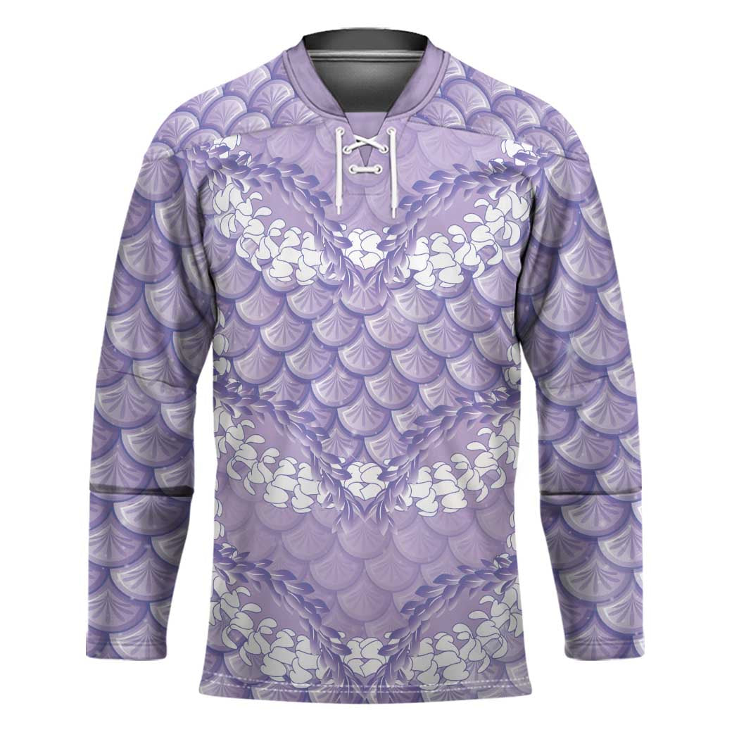 Lilac Mermaid Puakenikeni Maile Lei Hockey Jersey LT01 Unisex Purple - Polynesian Pride