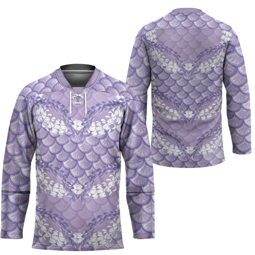 Lilac Mermaid Puakenikeni Maile Lei Hockey Jersey LT01 - Polynesian Pride