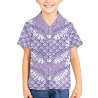 Lilac Mermaid Puakenikeni Maile Lei Kid Hawaiian Shirt