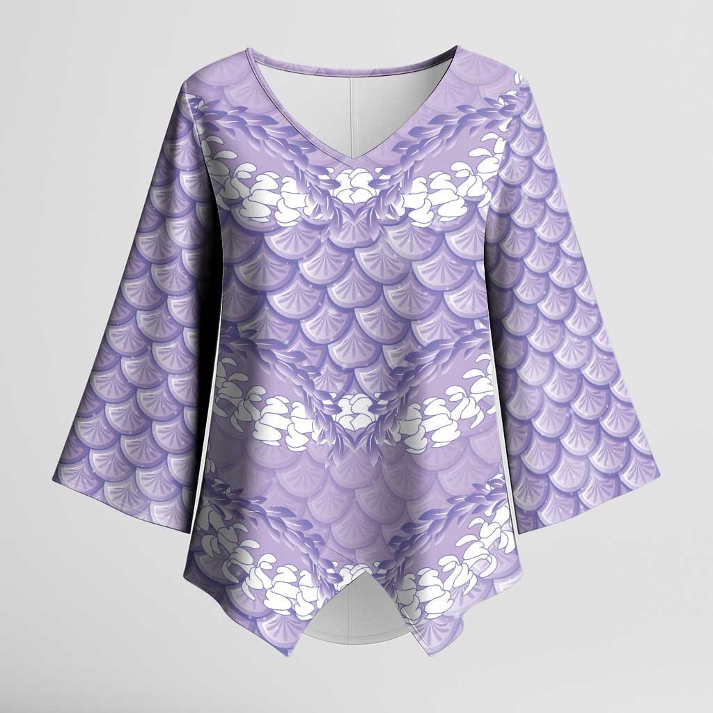 Lilac Mermaid Puakenikeni Maile Lei Kimono Sleeve Blouse LT01 Female Purple - Polynesian Pride