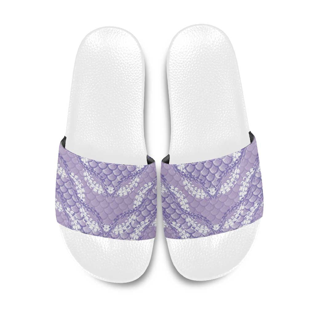 Lilac Mermaid Puakenikeni Maile Lei Slide Sandals