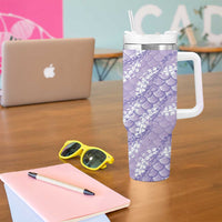Lilac Mermaid Puakenikeni Maile Lei Tumbler With Handle LT01 - Polynesian Pride