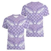 Lilac Mermaid Puakenikeni Maile Lei Women V-Neck T-Shirt LT01 - Polynesian Pride