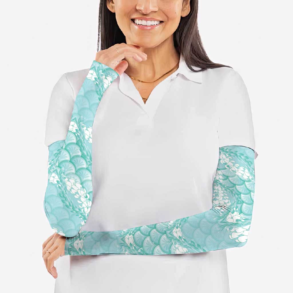 Light Turquoise Mermaid Puakenikeni Maile Lei Arm Sleeves