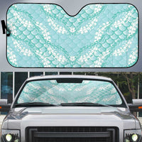 Light Turquoise Mermaid Puakenikeni Maile Lei Auto Sun Shade