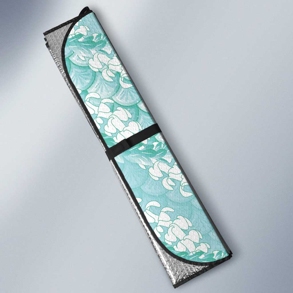 Light Turquoise Mermaid Puakenikeni Maile Lei Auto Sun Shade