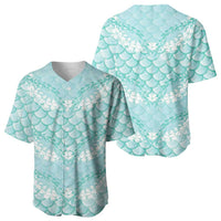 Light Turquoise Mermaid Puakenikeni Maile Lei Baseball Jersey