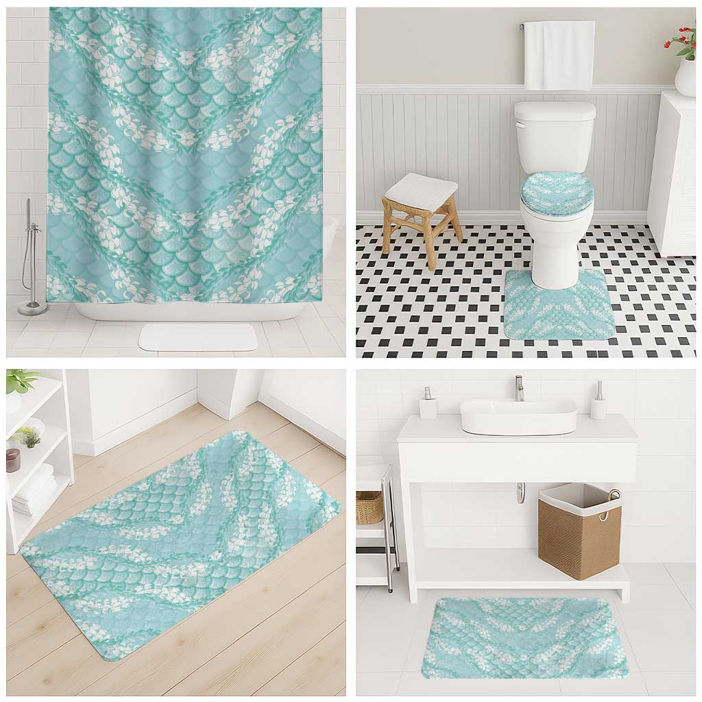 Light Turquoise Mermaid Puakenikeni Maile Lei Bathroom Set