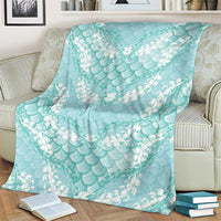 Light Turquoise Mermaid Puakenikeni Maile Lei Blanket