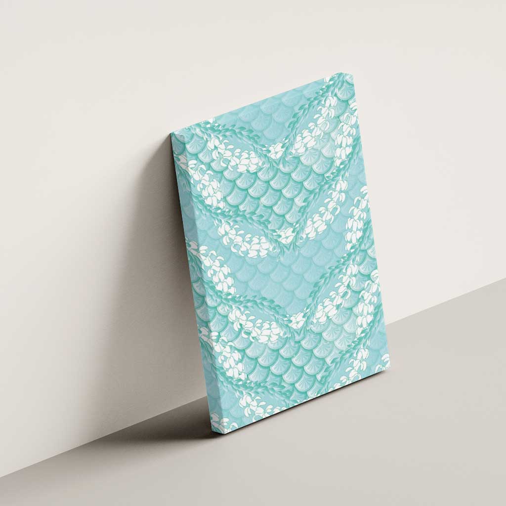 Light Turquoise Mermaid Puakenikeni Maile Lei Canvas Wall Art