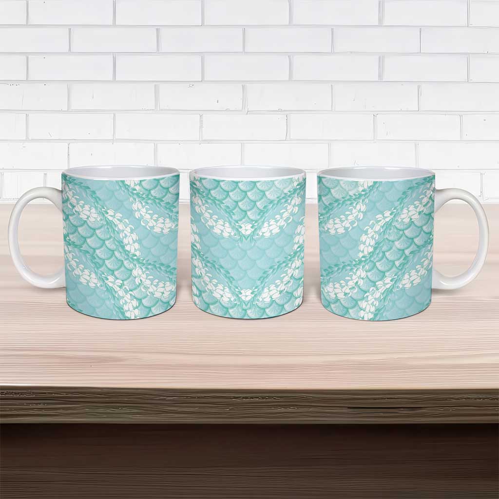 Light Turquoise Mermaid Puakenikeni Maile Lei Ceramic Mug