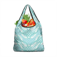 Light Turquoise Mermaid Puakenikeni Maile Lei Grocery Bag