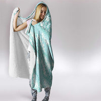 Light Turquoise Mermaid Puakenikeni Maile Lei Hooded Blanket