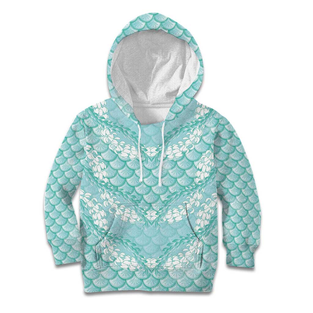 Light Turquoise Mermaid Puakenikeni Maile Lei Kid Hoodie LT01 Hoodie Turquoise - Polynesian Pride