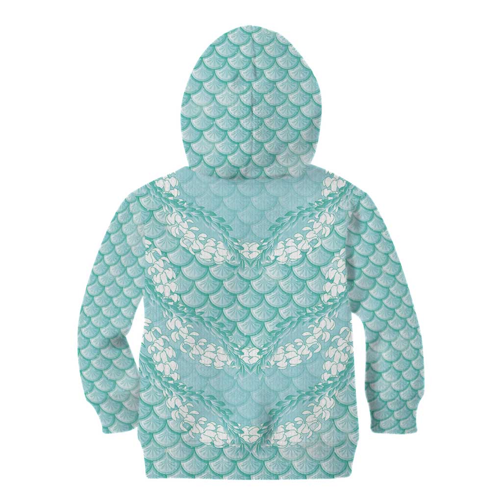 Light Turquoise Mermaid Puakenikeni Maile Lei Kid Hoodie LT01 - Polynesian Pride