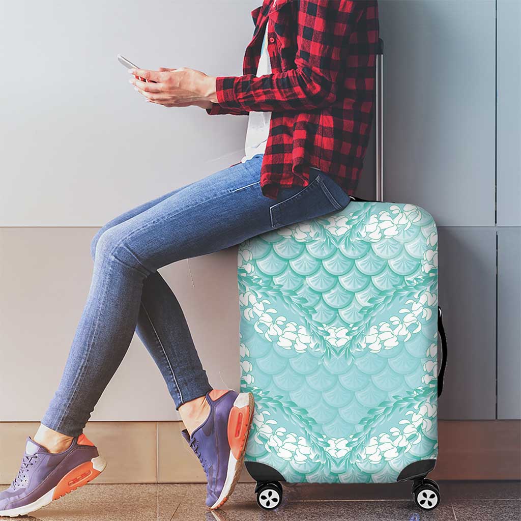 Light Turquoise Mermaid Puakenikeni Maile Lei Luggage Cover