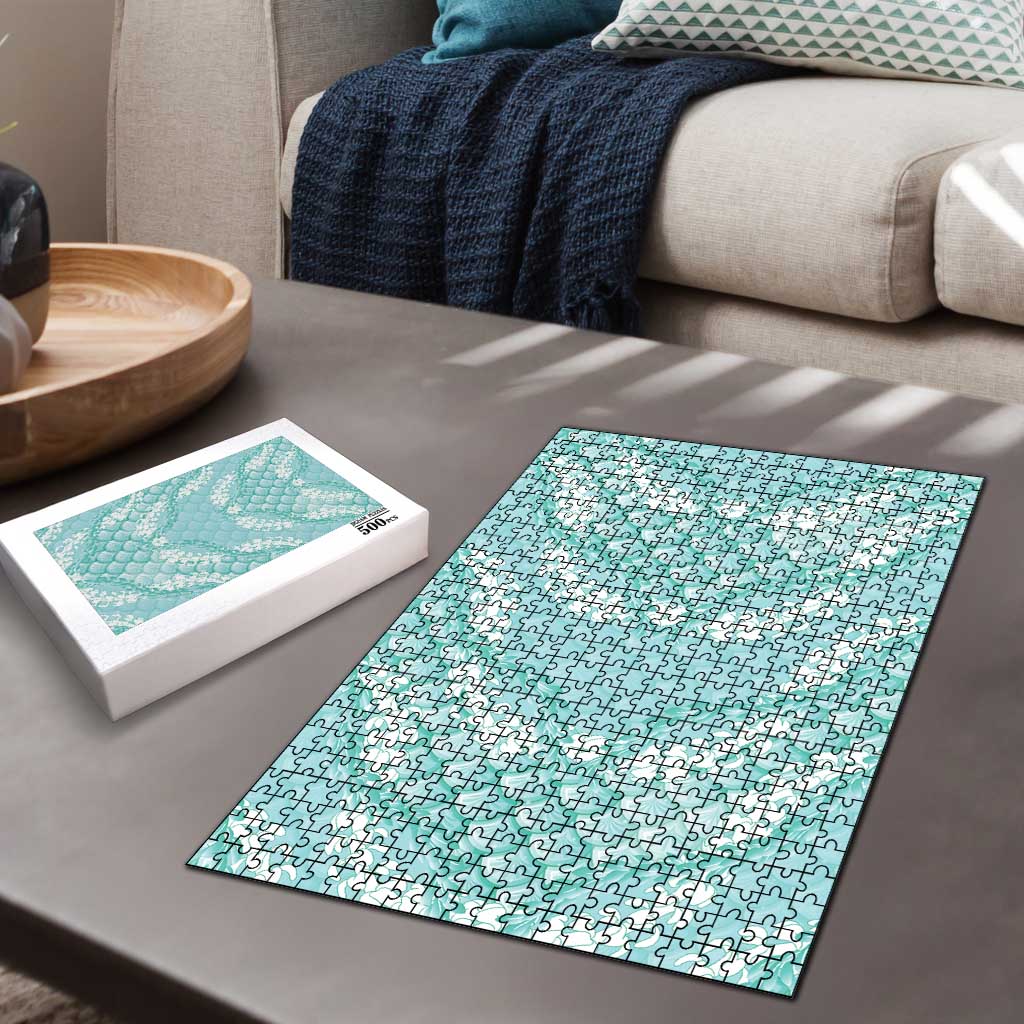 Light Turquoise Mermaid Puakenikeni Maile Lei Puzzle
