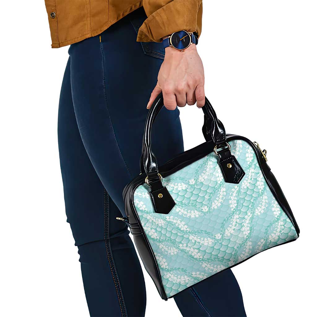 Light Turquoise Mermaid Puakenikeni Maile Lei Shoulder Handbag