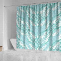 Light Turquoise Mermaid Puakenikeni Maile Lei Shower Curtain