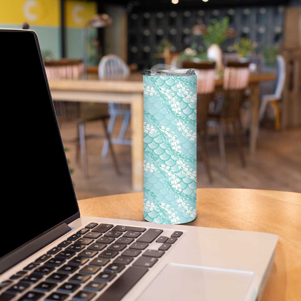 Light Turquoise Mermaid Puakenikeni Maile Lei Skinny Tumbler