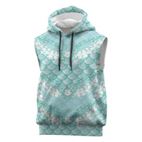 Light Turquoise Mermaid Puakenikeni Maile Lei Sleeveless Hoodie