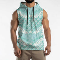 Light Turquoise Mermaid Puakenikeni Maile Lei Sleeveless Hoodie