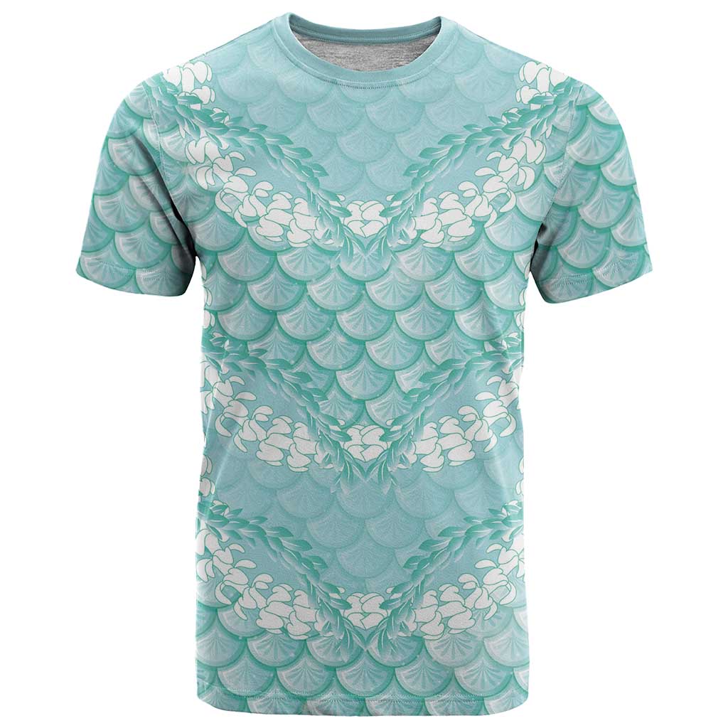 Light Turquoise Mermaid Puakenikeni Maile Lei T Shirt