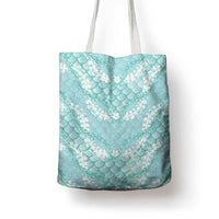 Light Turquoise Mermaid Puakenikeni Maile Lei Tote Bag